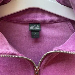 WILD FABLE Women's Quarter Zip Velour Tunic Sweatshirt - PURPLE - SIZE S